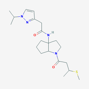 N-[1-(3-methylsulfanylbutanoyl)-2,3,4,5,6,6a-hexahydrocyclopenta[b]pyrrol-3a-yl]-2-(1-propan-2-ylpyrazol-3-yl)acetamide