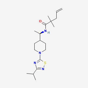 2,2-dimethyl-N-[(1R)-1-[1-(3-propan-2-yl-1,2,4-thiadiazol-5-yl)piperidin-4-yl]ethyl]pent-4-enamide