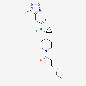 N-[1-[1-(3-ethylsulfanylpropanoyl)piperidin-4-yl]cyclopropyl]-2-(4-methyl-1,2,5-oxadiazol-3-yl)acetamide