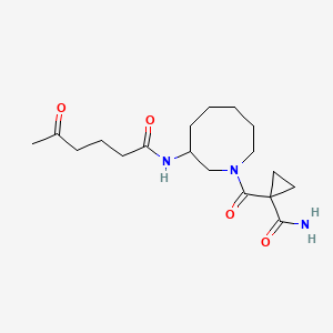 molecular formula C18H29N3O4 B7408031 1-[3-(5-Oxohexanoylamino)azocane-1-carbonyl]cyclopropane-1-carboxamide 