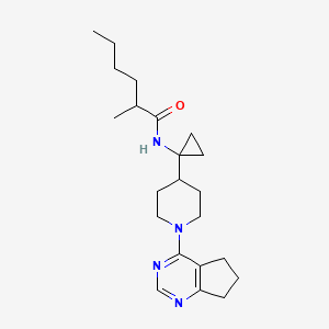 molecular formula C22H34N4O B7408089 N-[1-[1-(6,7-dihydro-5H-cyclopenta[d]pyrimidin-4-yl)piperidin-4-yl]cyclopropyl]-2-methylhexanamide 