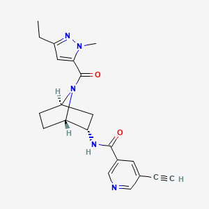 molecular formula C21H23N5O2 B7408101 N-[(1S,2S,4R)-7-(5-ethyl-2-methylpyrazole-3-carbonyl)-7-azabicyclo[2.2.1]heptan-2-yl]-5-ethynylpyridine-3-carboxamide 