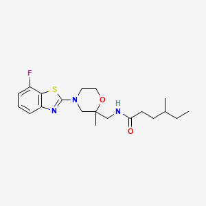 molecular formula C20H28FN3O2S B7408112 N-[[4-(7-fluoro-1,3-benzothiazol-2-yl)-2-methylmorpholin-2-yl]methyl]-4-methylhexanamide 