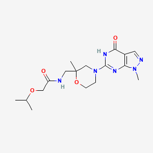 N-[[2-methyl-4-(1-methyl-4-oxo-5H-pyrazolo[3,4-d]pyrimidin-6-yl)morpholin-2-yl]methyl]-2-propan-2-yloxyacetamide