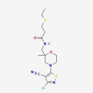 molecular formula C15H21ClN4O2S2 B7408136 N-[[4-(3-chloro-4-cyano-1,2-thiazol-5-yl)-2-methylmorpholin-2-yl]methyl]-3-ethylsulfanylpropanamide 