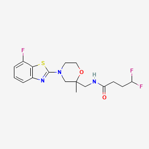 4,4-difluoro-N-[[4-(7-fluoro-1,3-benzothiazol-2-yl)-2-methylmorpholin-2-yl]methyl]butanamide