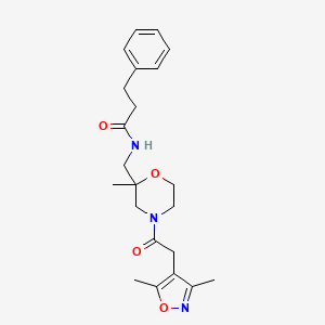 N-[[4-[2-(3,5-dimethyl-1,2-oxazol-4-yl)acetyl]-2-methylmorpholin-2-yl]methyl]-3-phenylpropanamide