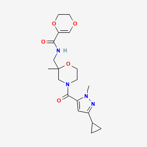 N-[[4-(5-cyclopropyl-2-methylpyrazole-3-carbonyl)-2-methylmorpholin-2-yl]methyl]-2,3-dihydro-1,4-dioxine-5-carboxamide