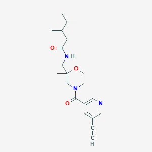 N-[[4-(5-ethynylpyridine-3-carbonyl)-2-methylmorpholin-2-yl]methyl]-3,4-dimethylpentanamide