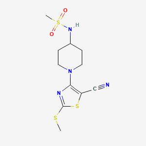 molecular formula C11H16N4O2S3 B7408276 N-[1-(5-cyano-2-methylsulfanyl-1,3-thiazol-4-yl)piperidin-4-yl]methanesulfonamide 