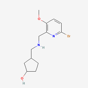 molecular formula C13H19BrN2O2 B7408286 3-[[(6-Bromo-3-methoxypyridin-2-yl)methylamino]methyl]cyclopentan-1-ol 