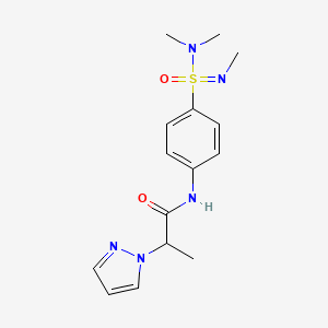 molecular formula C15H21N5O2S B7408325 N-[4-[S-(dimethylamino)-N-methylsulfonimidoyl]phenyl]-2-pyrazol-1-ylpropanamide 