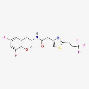 molecular formula C17H15F5N2O2S B7408355 N-(6,8-difluoro-3,4-dihydro-2H-chromen-3-yl)-2-[2-(3,3,3-trifluoropropyl)-1,3-thiazol-4-yl]acetamide 