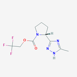 molecular formula C10H13F3N4O2 B7408362 2,2,2-trifluoroethyl (2R)-2-(5-methyl-1H-1,2,4-triazol-3-yl)pyrrolidine-1-carboxylate 