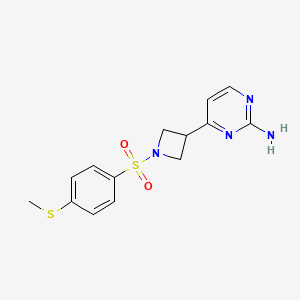 molecular formula C14H16N4O2S2 B7408410 4-[1-(4-Methylsulfanylphenyl)sulfonylazetidin-3-yl]pyrimidin-2-amine 