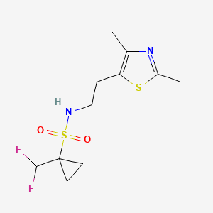 molecular formula C11H16F2N2O2S2 B7408428 1-(difluoromethyl)-N-[2-(2,4-dimethyl-1,3-thiazol-5-yl)ethyl]cyclopropane-1-sulfonamide 