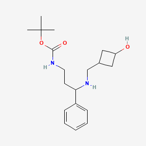 molecular formula C19H30N2O3 B7408494 tert-butyl N-[3-[(3-hydroxycyclobutyl)methylamino]-3-phenylpropyl]carbamate 