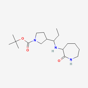 molecular formula C18H33N3O3 B7408500 Tert-butyl 3-[1-[(2-oxoazepan-3-yl)amino]propyl]pyrrolidine-1-carboxylate 