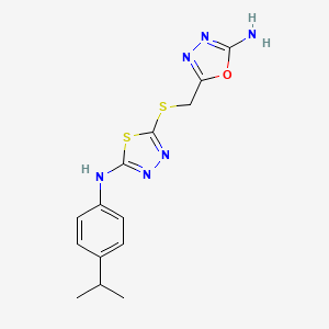 5-[[5-(4-Propan-2-ylanilino)-1,3,4-thiadiazol-2-yl]sulfanylmethyl]-1,3,4-oxadiazol-2-amine