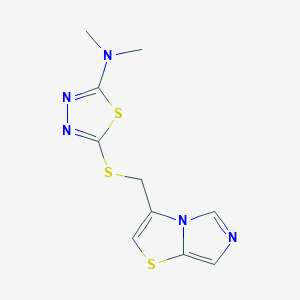 molecular formula C10H11N5S3 B7408542 5-(imidazo[5,1-b][1,3]thiazol-3-ylmethylsulfanyl)-N,N-dimethyl-1,3,4-thiadiazol-2-amine 