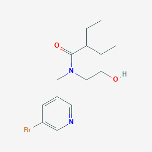 molecular formula C14H21BrN2O2 B7408583 N-[(5-bromopyridin-3-yl)methyl]-2-ethyl-N-(2-hydroxyethyl)butanamide 