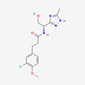 molecular formula C15H19ClN4O3 B7408595 3-(3-chloro-4-methoxyphenyl)-N-[(1S)-2-hydroxy-1-(5-methyl-1H-1,2,4-triazol-3-yl)ethyl]propanamide 