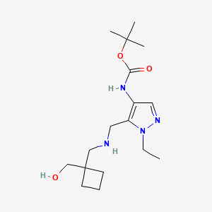 molecular formula C17H30N4O3 B7408608 tert-butyl N-[1-ethyl-5-[[[1-(hydroxymethyl)cyclobutyl]methylamino]methyl]pyrazol-4-yl]carbamate 