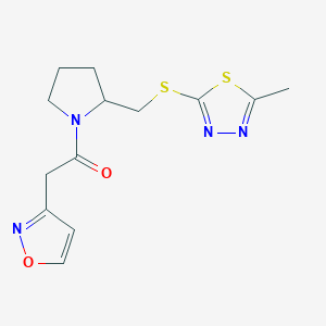 1-[2-[(5-Methyl-1,3,4-thiadiazol-2-yl)sulfanylmethyl]pyrrolidin-1-yl]-2-(1,2-oxazol-3-yl)ethanone