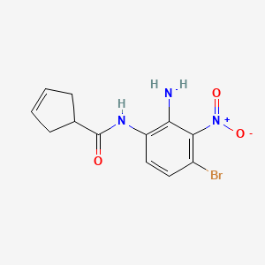 molecular formula C12H12BrN3O3 B7408706 N-(2-amino-4-bromo-3-nitrophenyl)cyclopent-3-ene-1-carboxamide 