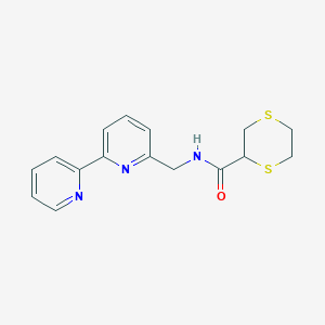 molecular formula C16H17N3OS2 B7408743 N-[(6-pyridin-2-ylpyridin-2-yl)methyl]-1,4-dithiane-2-carboxamide 