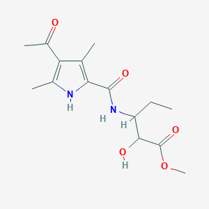 molecular formula C15H22N2O5 B7408771 methyl 3-[(4-acetyl-3,5-dimethyl-1H-pyrrole-2-carbonyl)amino]-2-hydroxypentanoate 