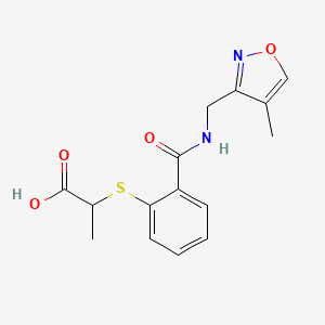 molecular formula C15H16N2O4S B7408777 2-[2-[(4-Methyl-1,2-oxazol-3-yl)methylcarbamoyl]phenyl]sulfanylpropanoic acid 