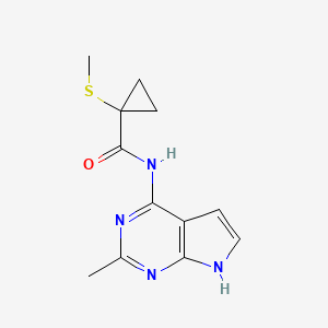 molecular formula C12H14N4OS B7408790 N-(2-methyl-7H-pyrrolo[2,3-d]pyrimidin-4-yl)-1-methylsulfanylcyclopropane-1-carboxamide 