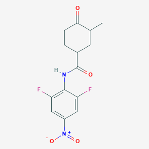 molecular formula C14H14F2N2O4 B7408818 N-(2,6-difluoro-4-nitrophenyl)-3-methyl-4-oxocyclohexane-1-carboxamide 