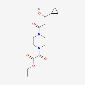 molecular formula C14H22N2O5 B7408854 Ethyl 2-[4-(3-cyclopropyl-3-hydroxypropanoyl)piperazin-1-yl]-2-oxoacetate 