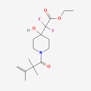 molecular formula C16H25F2NO4 B7408865 Ethyl 2,2-difluoro-2-[4-hydroxy-1-(2,2,3-trimethylbut-3-enoyl)piperidin-4-yl]acetate 