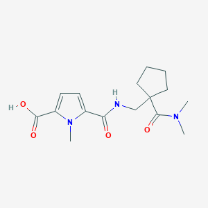 molecular formula C16H23N3O4 B7408915 5-[[1-(Dimethylcarbamoyl)cyclopentyl]methylcarbamoyl]-1-methylpyrrole-2-carboxylic acid 