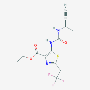 molecular formula C13H14F3N3O3S B7408931 Ethyl 5-(but-3-yn-2-ylcarbamoylamino)-2-(2,2,2-trifluoroethyl)-1,3-thiazole-4-carboxylate 