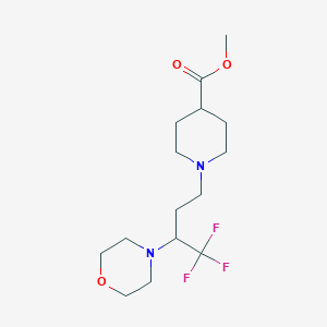 molecular formula C15H25F3N2O3 B7408986 Methyl 1-(4,4,4-trifluoro-3-morpholin-4-ylbutyl)piperidine-4-carboxylate 