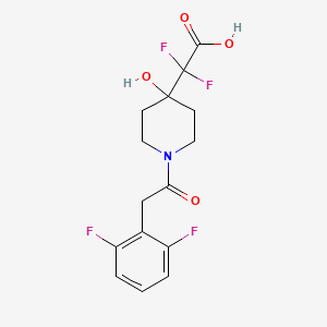 molecular formula C15H15F4NO4 B7409013 2-[1-[2-(2,6-Difluorophenyl)acetyl]-4-hydroxypiperidin-4-yl]-2,2-difluoroacetic acid 