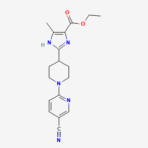 molecular formula C18H21N5O2 B7409021 ethyl 2-[1-(5-cyanopyridin-2-yl)piperidin-4-yl]-5-methyl-1H-imidazole-4-carboxylate 