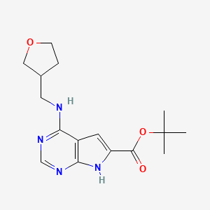 molecular formula C16H22N4O3 B7409080 tert-butyl 4-(oxolan-3-ylmethylamino)-7H-pyrrolo[2,3-d]pyrimidine-6-carboxylate 