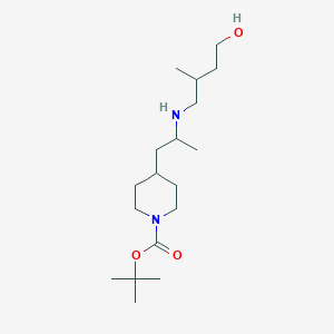 molecular formula C18H36N2O3 B7409094 Tert-butyl 4-[2-[(4-hydroxy-2-methylbutyl)amino]propyl]piperidine-1-carboxylate 