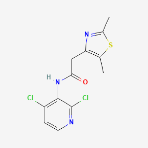 molecular formula C12H11Cl2N3OS B7409136 N-(2,4-dichloropyridin-3-yl)-2-(2,5-dimethyl-1,3-thiazol-4-yl)acetamide 