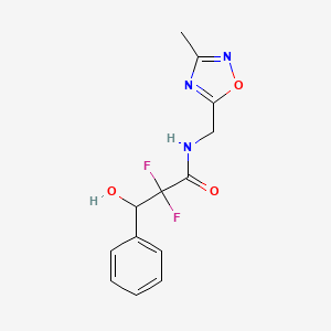 molecular formula C13H13F2N3O3 B7409179 2,2-difluoro-3-hydroxy-N-[(3-methyl-1,2,4-oxadiazol-5-yl)methyl]-3-phenylpropanamide 