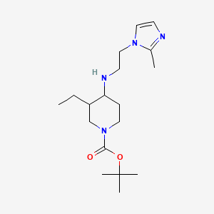 molecular formula C18H32N4O2 B7409273 Tert-butyl 3-ethyl-4-[2-(2-methylimidazol-1-yl)ethylamino]piperidine-1-carboxylate 