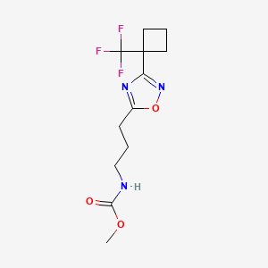 molecular formula C12H16F3N3O3 B7409276 methyl N-[3-[3-[1-(trifluoromethyl)cyclobutyl]-1,2,4-oxadiazol-5-yl]propyl]carbamate 