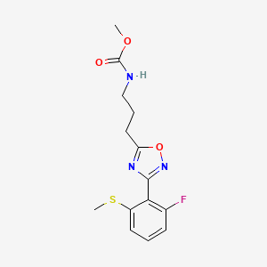 methyl N-[3-[3-(2-fluoro-6-methylsulfanylphenyl)-1,2,4-oxadiazol-5-yl]propyl]carbamate