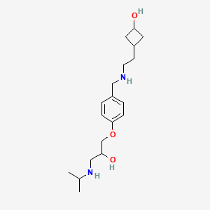 molecular formula C19H32N2O3 B7409293 3-[2-[[4-[2-Hydroxy-3-(propan-2-ylamino)propoxy]phenyl]methylamino]ethyl]cyclobutan-1-ol 