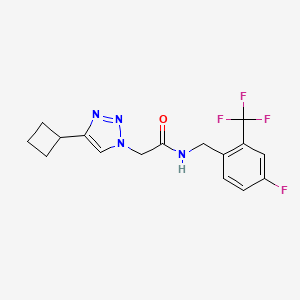 molecular formula C16H16F4N4O B7409343 2-(4-cyclobutyltriazol-1-yl)-N-[[4-fluoro-2-(trifluoromethyl)phenyl]methyl]acetamide 